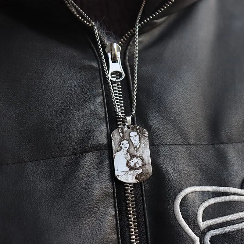 

Personalized Photo Pendant Necklace Stainless Steel Jewelry Customized Truly Portrait & Date Family Couples Pet Memories Gift