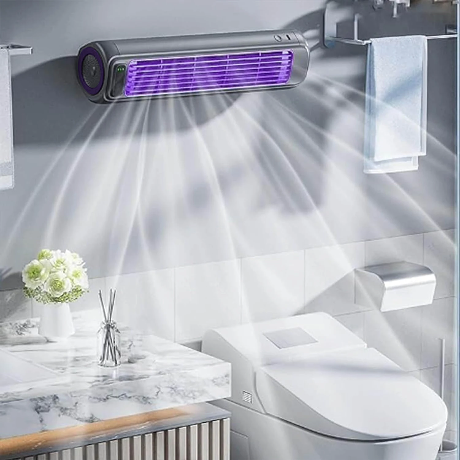 3in1 Air Fan Cooling Air Car Desk Tower Fan Portable Ozone Deodorization Negative Ion Fresh Air Cold Air Function