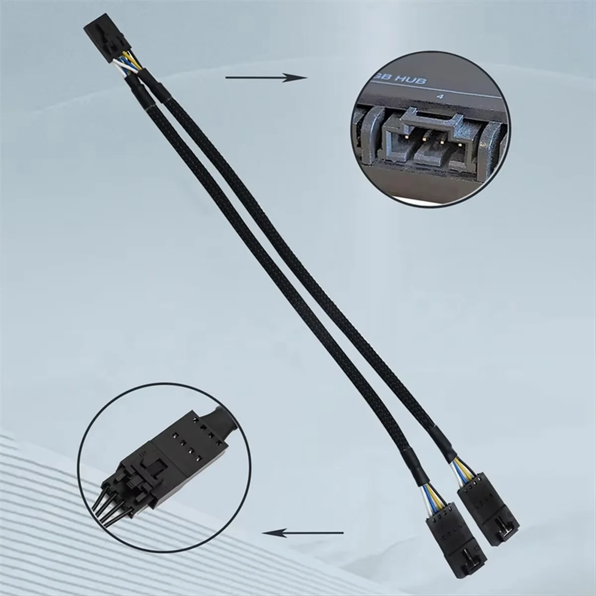 FZFZ 4ピン オス-メス RGBファン スプリッターケーブル (RGBハブ、ライティングノードコア、ICUE Commander CORE XT用) 2本セット