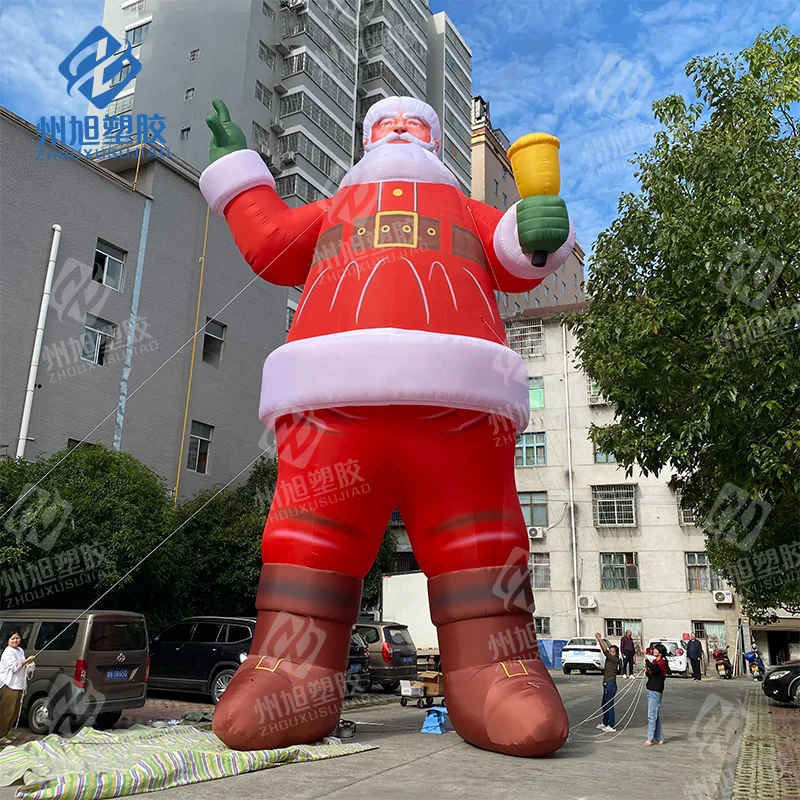 Papá Noel inflable de tamaño gigante de 10m, enorme hombre de Navidad para decoración cuadrada
