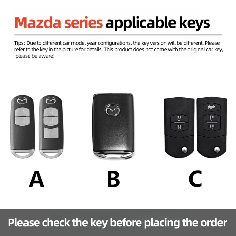 Leder-Autoschlüsselhülle Schlüsselcase für Mazda 2 3 6 Axela Atenza Demio CX30 CX4 CX5 CX-5 CX8 CX-8 CX-30 CX9 CX-9 MX5 Schlüsseltasche – Detail 1