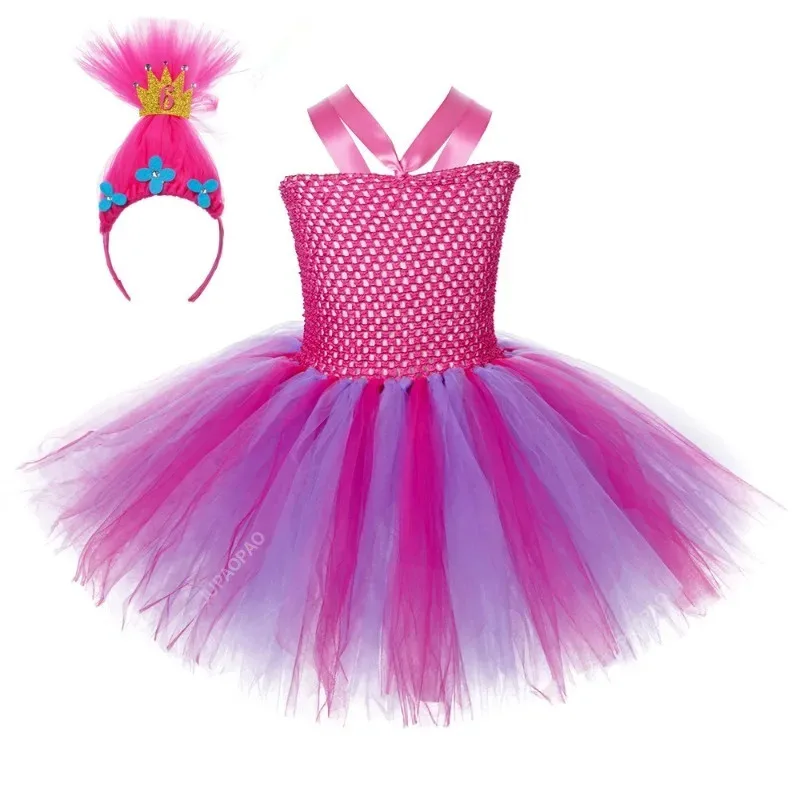 Costume di alta qualità per ragazze Compleanno Abiti di Halloween per bambini Vestito da tutù da fata elfo magico con fiocco per capelli Vestiti per bambini