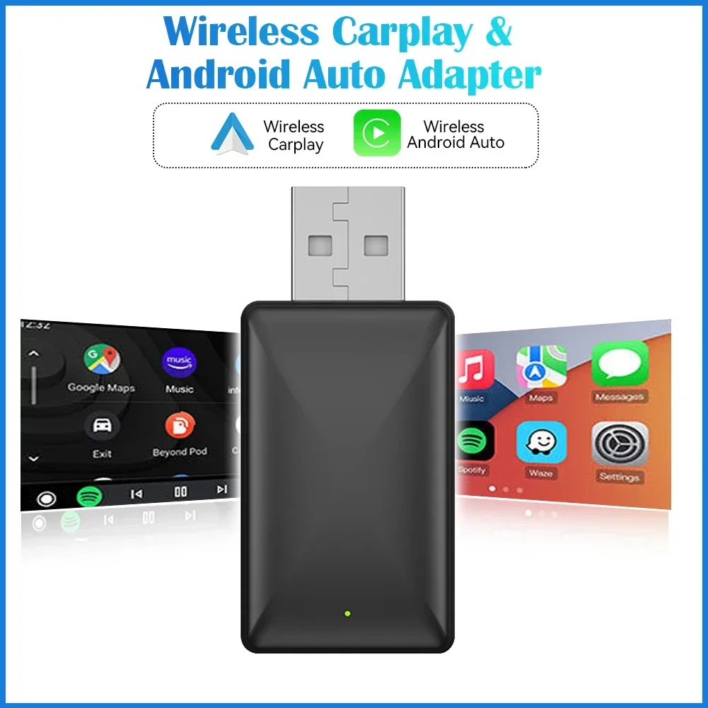 Mini Android Auto Wireless Carplay Adapter 2 in 1 Wireless Play&Plug For Benz Audi Kia Chery Jeep Volvo Hyundai Porsche VW