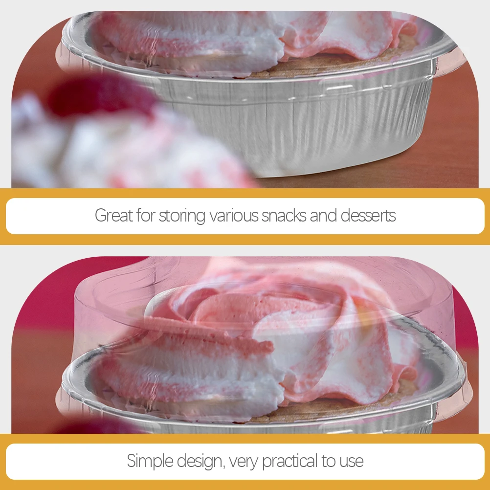 

30pcs Heart Shaped Cake Boxes Clear Foil Ramekins With Lid Bakery Packing Supplies Aluminum Cupcake Liners Dessert Boxes Baking