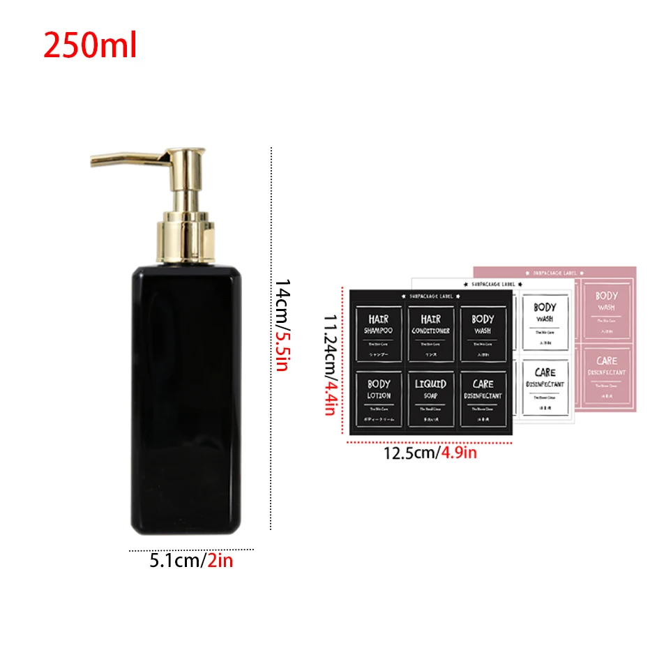 250ml  Soap Dispenser Bottle Square  Shampoo Conditioner Storage Bottle Travel Storage Refillable  Bottle Bathroom Accessories