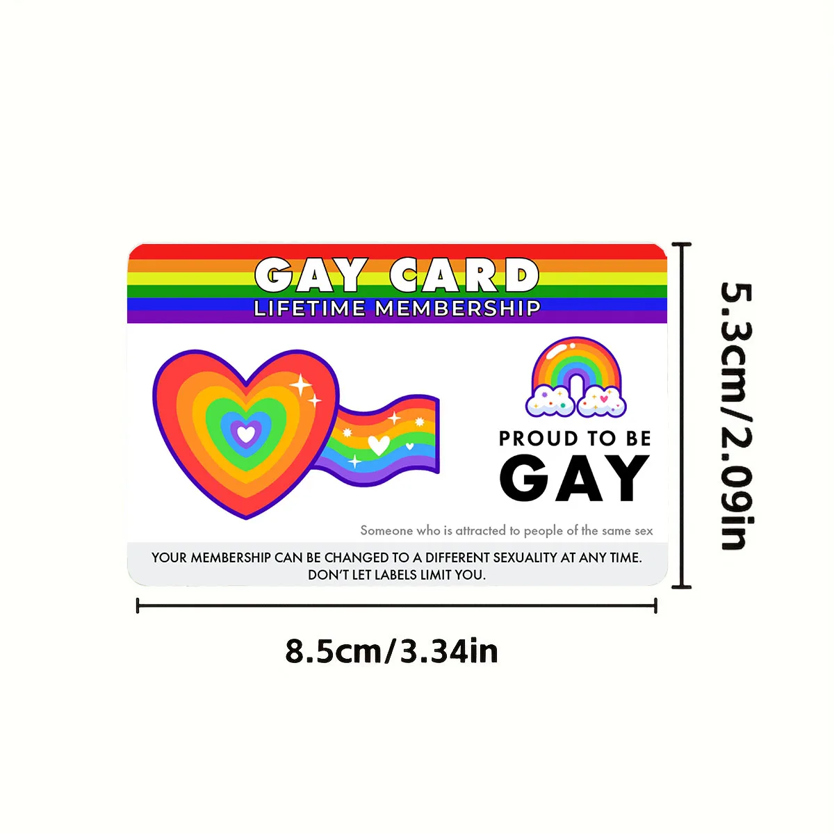 1 قطعة بطاقة عضوية LGBTQ + Pride مدى الحياة - بطاقة عضوية على طراز بطاقة هوية المثليين PVC غير لاصقة، LGBTQ + فردية وحليف souv