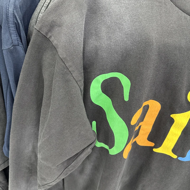 التنقل نمط سانت الملونة إلكتروني طباعة الرجال النساء تي شيرت عارضة أزياء الخريف قمم