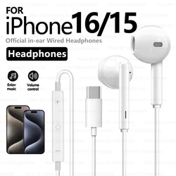 Headphones In Ear Headset Wired Earphones For iPhone 16 Pro Max 7 8 XS XR 11 12 13 14 Microphone Stereo Earbuds In-line Control