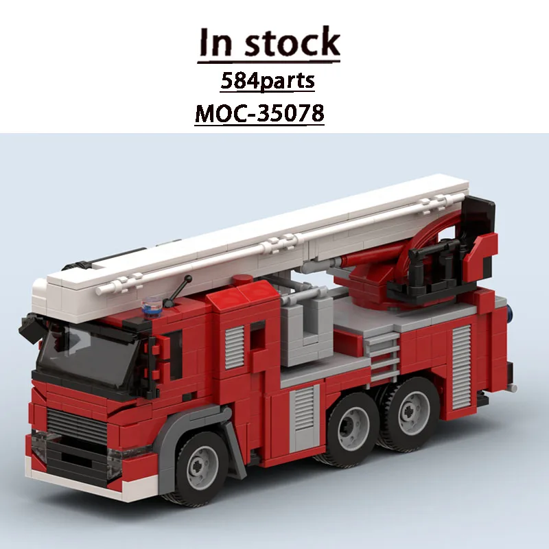 

MOC-35078 City Traffic Rescue Fire Truck Building Block Model 584 Parts MOC Creative Boys Children's Birthday Toy Gift