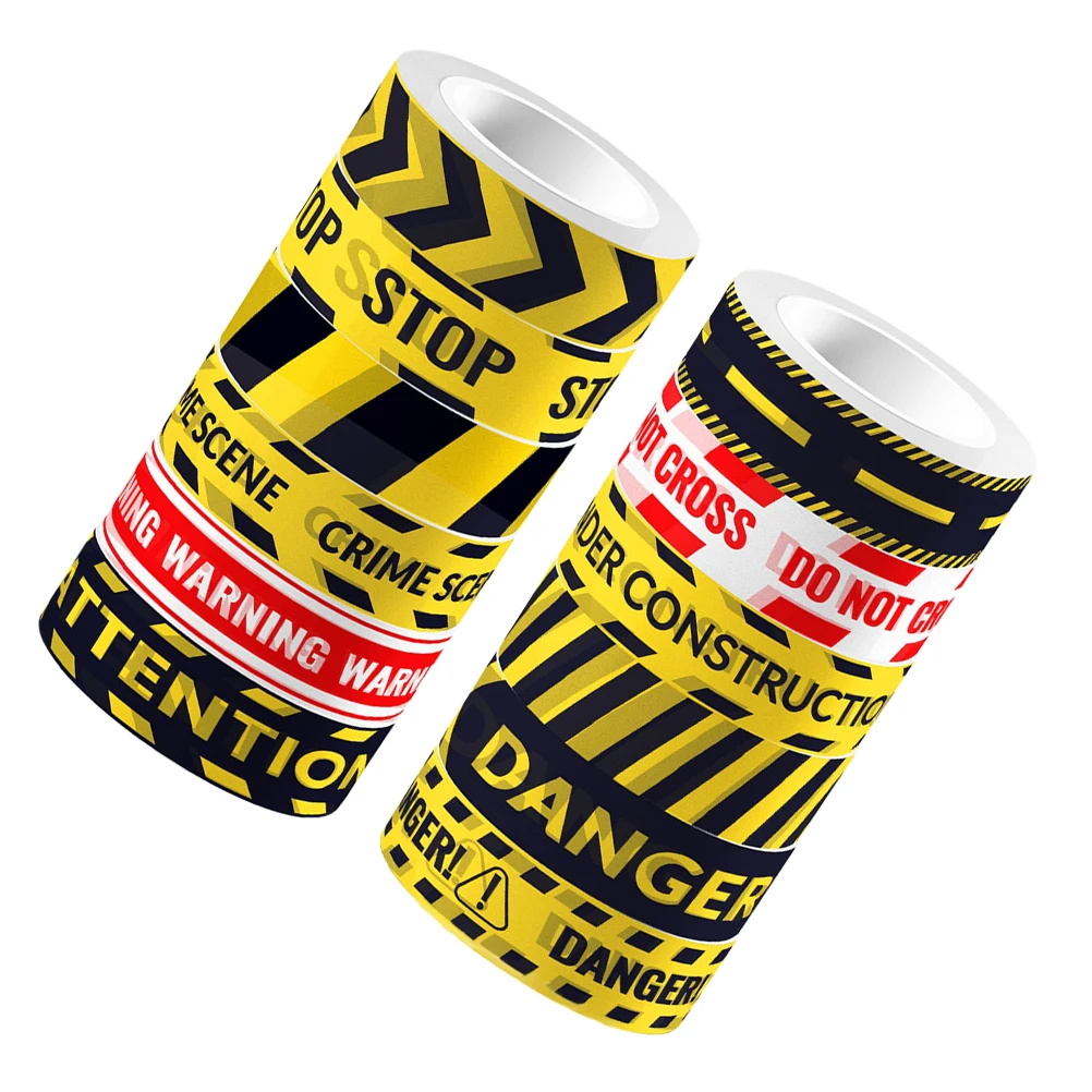 

12pcs 12 Rolls Transparent Tape Warning Slogan DIY Craft Decorative Scrapbooking Adhesive Washi Tape Set Photo Albums