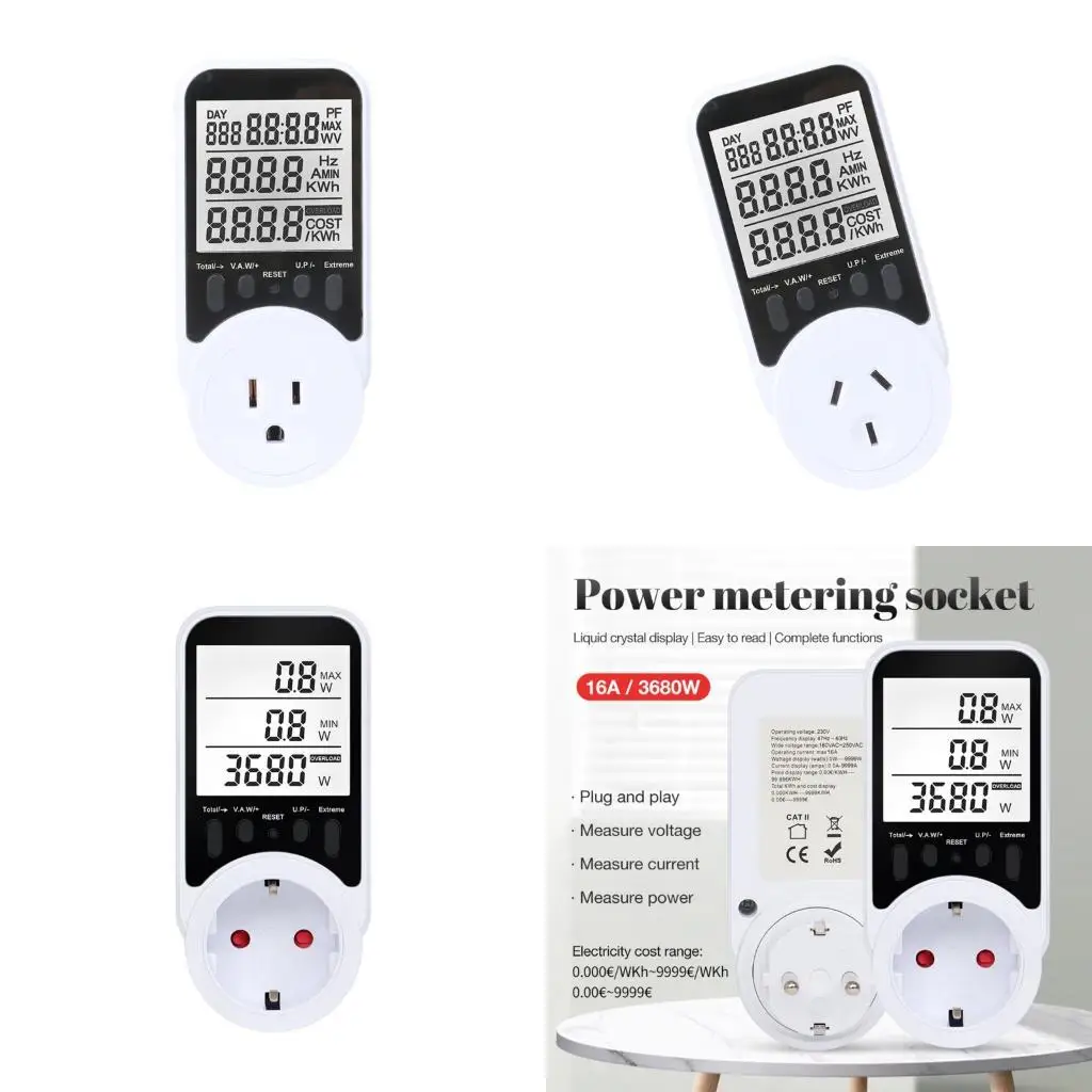 B03F Plugs In Power Meter Sockets With Real Time Monitoring And Overloads Protections For Home Appliances