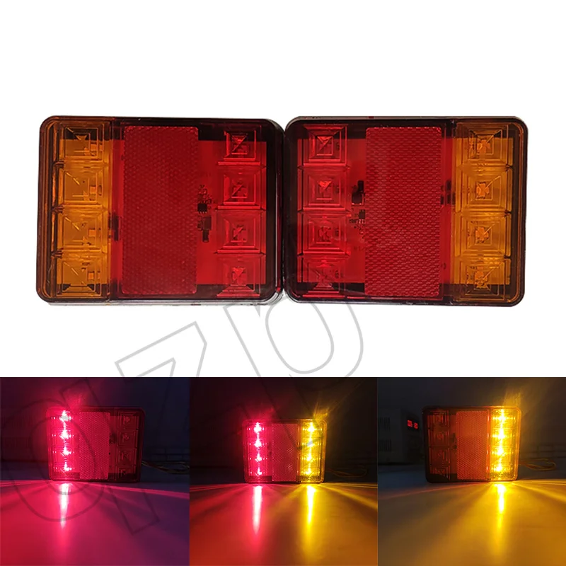 10Pcs Car 8 LED Tail Light Rear Lamps Boat Trailer 12V 24V 10V~80V Rear Parts for Trailer Truck Car Lighting Waterproof