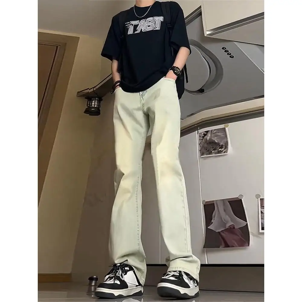 

Мужские джинсы American High Street Yellow Mud Bend Knife, весна-осень, новинка, прямые, с легким расклешением, длинные брюки