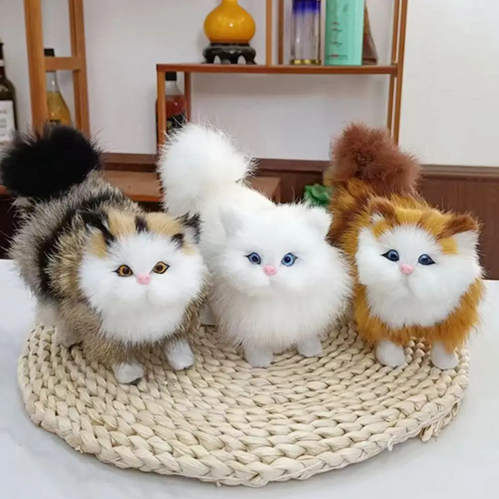 Simulation Cat Doll Realistic Vivid Face Expressions Adorable Simulated Artificial Faux Cat Toy Fake Cat Photography Prop