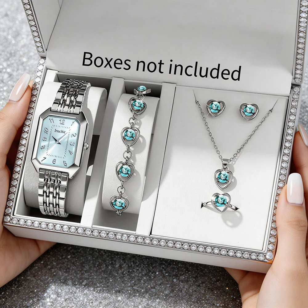 6Pcs Women's Fashion Watch, Stylish And Versatile, Classic Square Case, Ideal Gift For All Kinds Of Festivals
