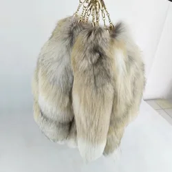 Real Fur Fox Tail Key Chain Cos Props DIY Raw Materials Bjd Tail Show Props Bag Pendant Key Chain High-End Gift