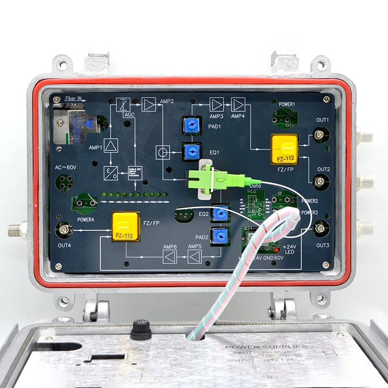 Imagem -04 - Ftth Catv Receptor Óptico com Agc nó Óptico 110v Fonte de Alimentação dos Eua Way Output 106dbuv ao ar Livre Impermeável Alta Qualidade