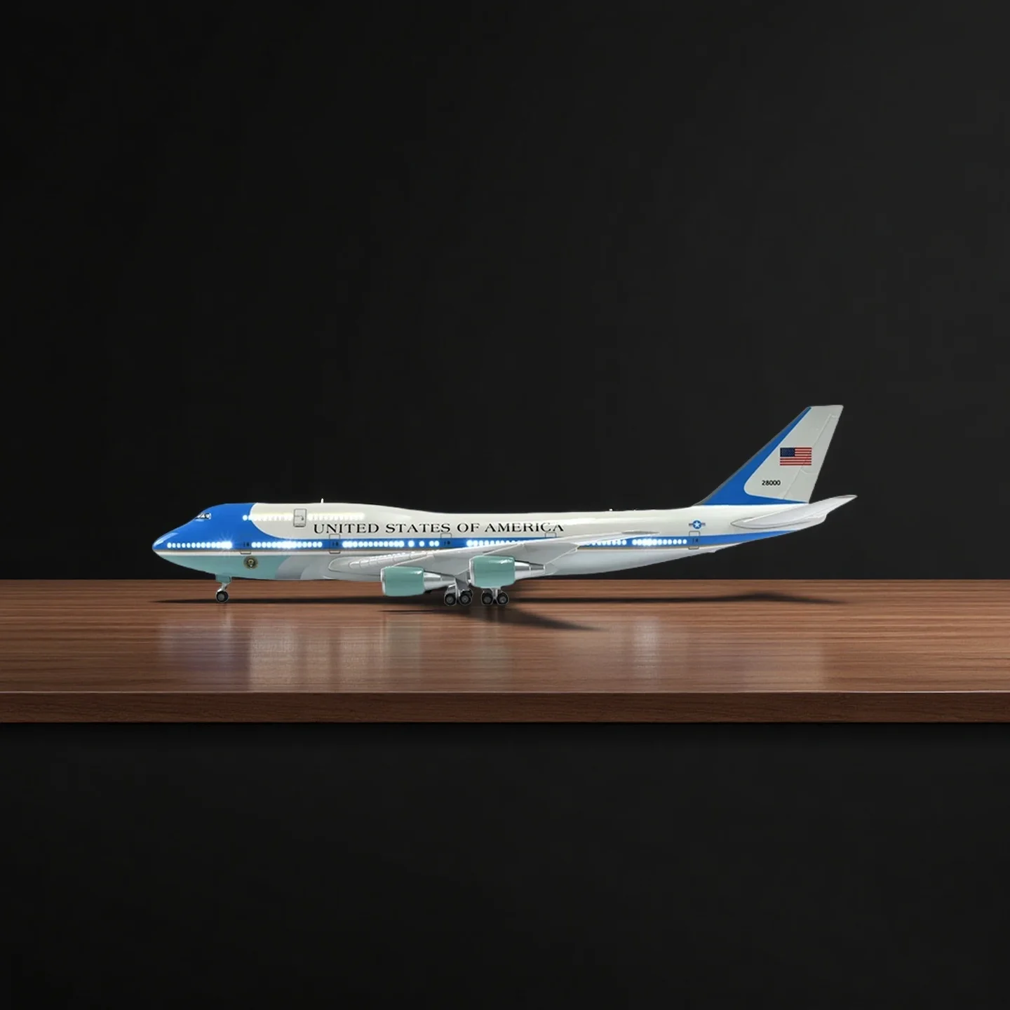 

Air Force One B747 Airplane Model 1:150 Scale 18.5 Inches Length Toy Planes Simulated Resin for Kids with LED Lights Collection