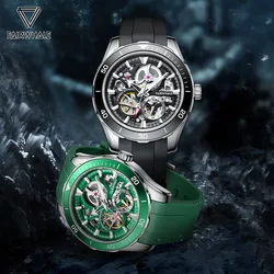 Fashion Men Automatic Watches Luxury Brand Mark Fairwhal Stainless Steel Business Watches Tourbillon hollow out Waterproof Clock