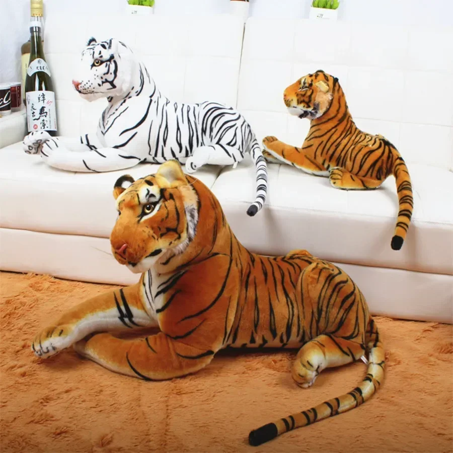50cm 110cm peluche jouet poupée modèle roi de la forêt Simulation jaune blanc tigre canapé voiture coussin tenir oreiller enfants bébé cadeau