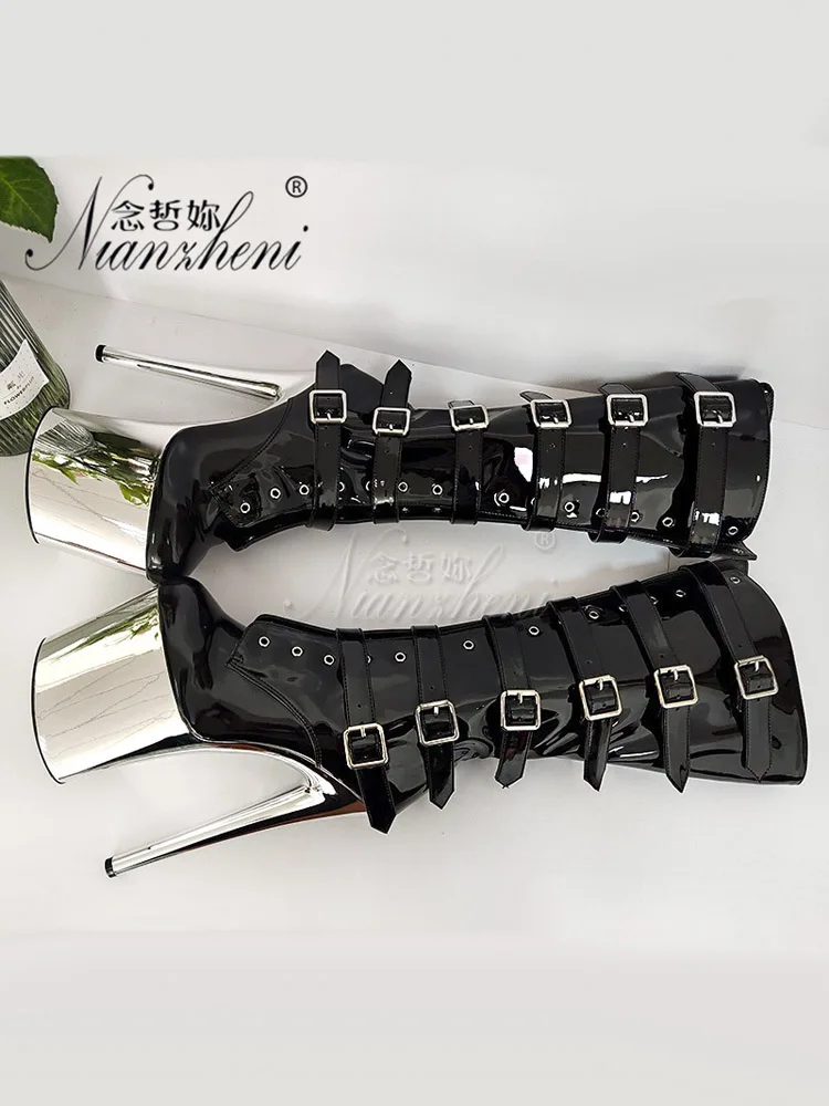 

Ботинки на платформе 20 см с тонким каблуком и пряжкой для экзотических танцоров, танцев на пилоне, кроссдрессинга, готических квин и ночных клубов