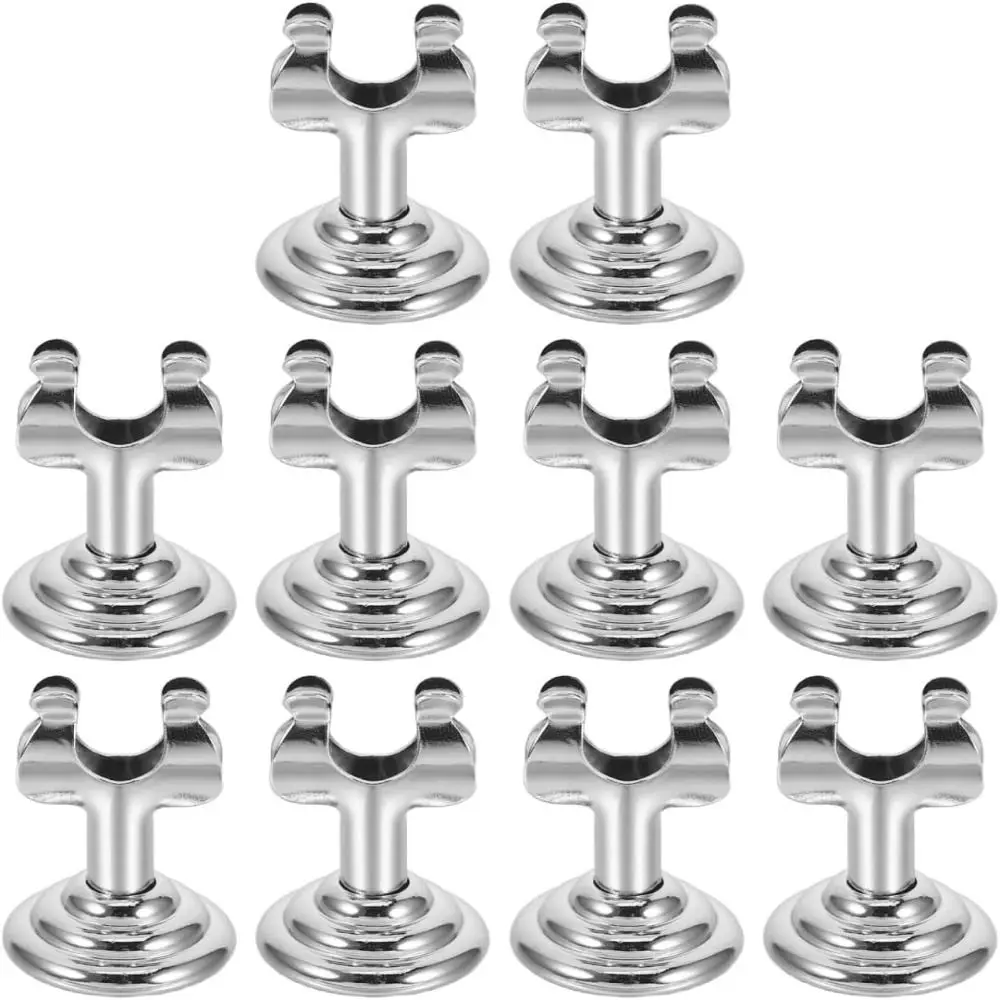 10PCS Practical Stainless Steel Place Card Holder Round Metal Base 4cm Height Menu Holder Stand Sign Clip Holder For Table Signs
