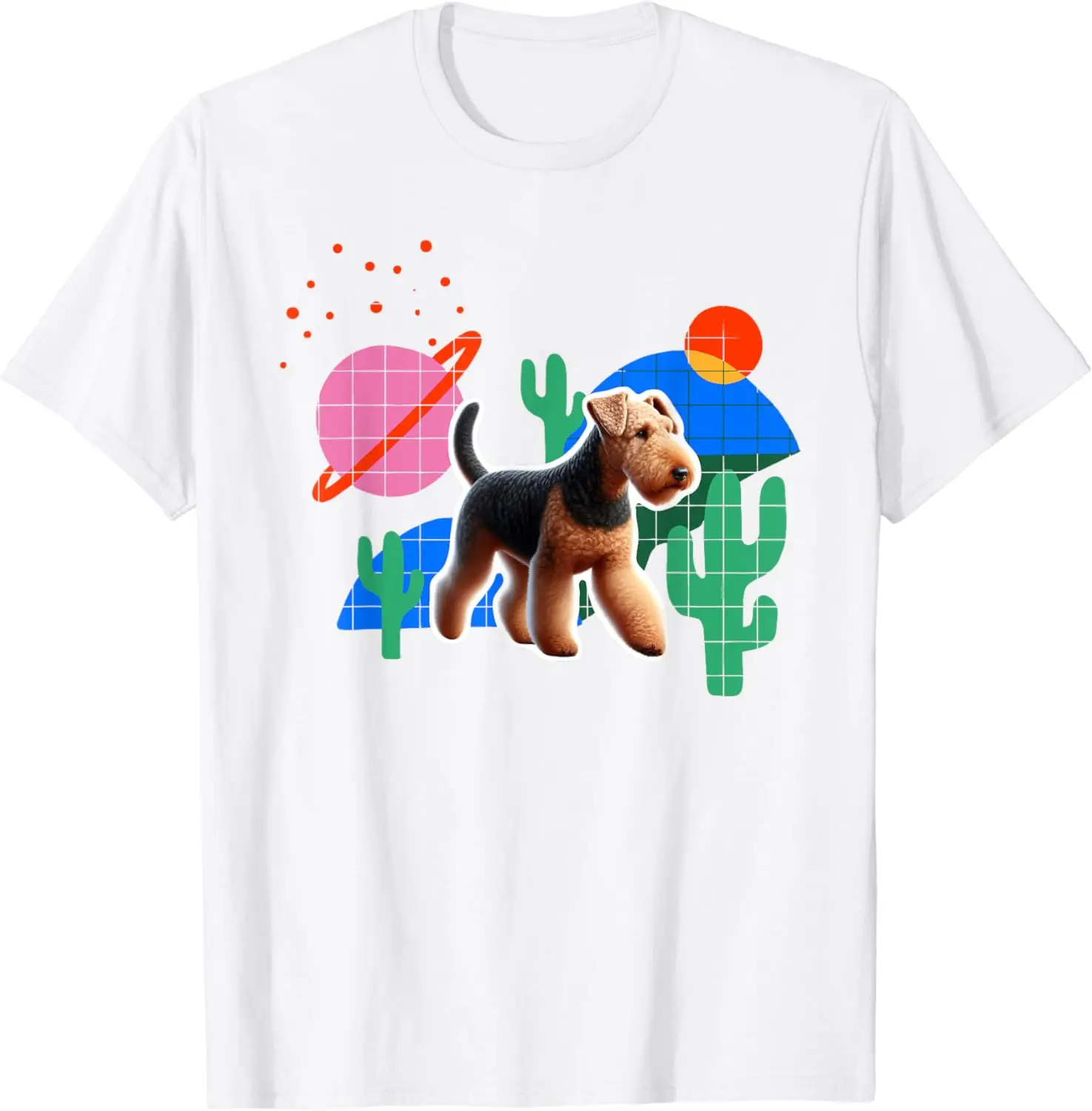 Airedale Terrier Desert Design Dog T-Shirt Vintage Classic Fashion Streetwear O-neck Short-sleev Funny Graphic T Shirts 2yk Tops