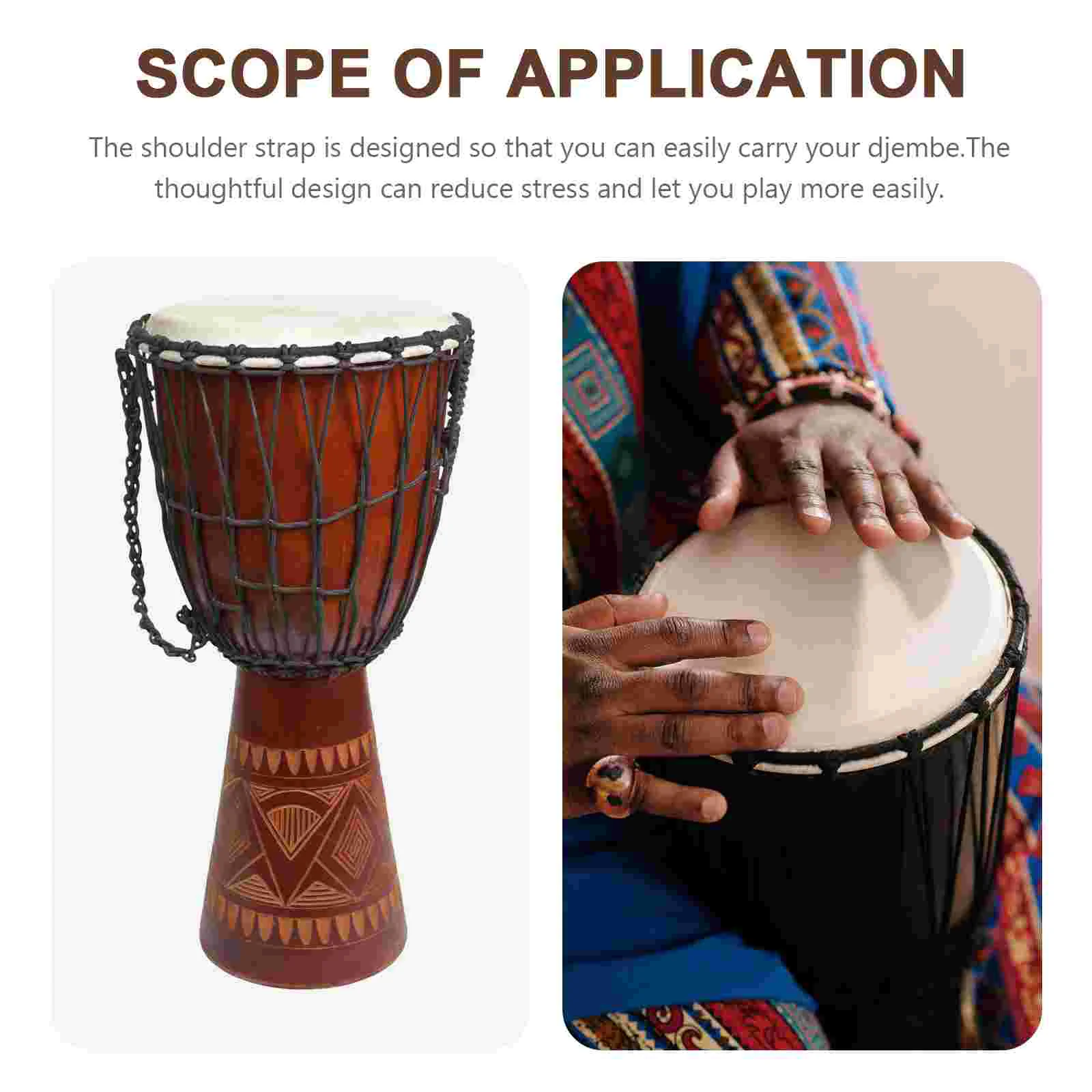 African Drum Shoulder Musical Instruments Quick-release Strap Aldult Polyester for Accessory Cowhide Child Adults