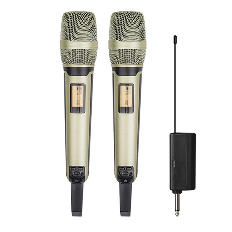 

Wireless Microphone Dynamic UHF Home Studio Recording Professional DJ Speaker Conference Mic For Computer Audio Gold