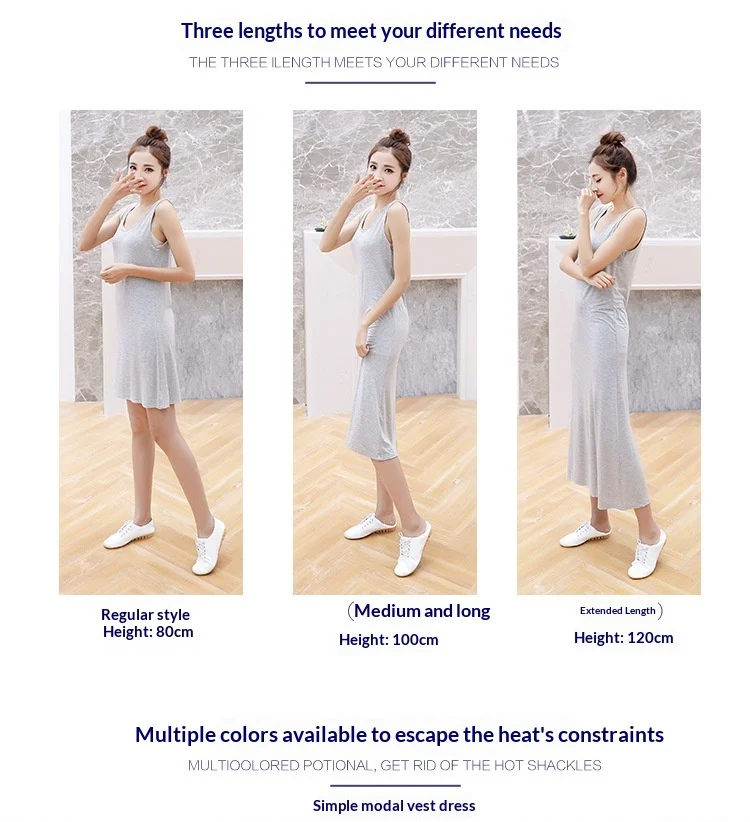 1 40 Momme Modal Sommer-Midikleid für Damen Ärmelloses Locker Sitzendes Tanktop-Kleid Lässiges Layering-Slip-Kleid – Detail 2