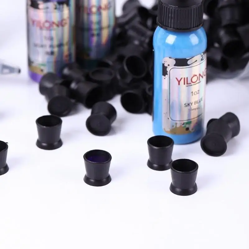 

300 шт. одноразовые силиконовые чашки для чернил для татуировки, цветная чашка с основанием, держатель для пигментов, контейнер, крышка, аксессуар для татуировки для чернил для татуировки