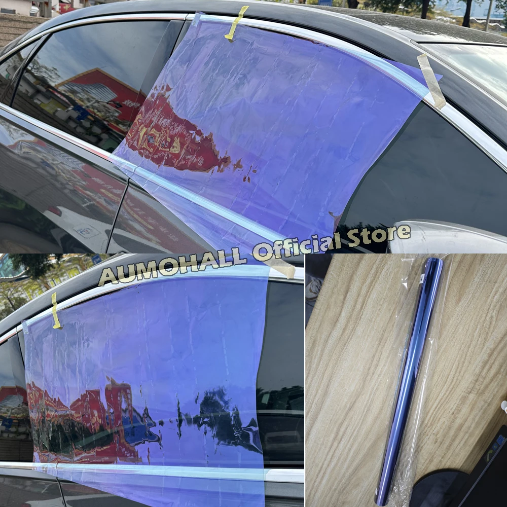 50X300cm VLT 74% Imperial Purple Chameleon Car Side Window Tints, Solar Film, Violet Blue Color Change Glass Window Tint Foil