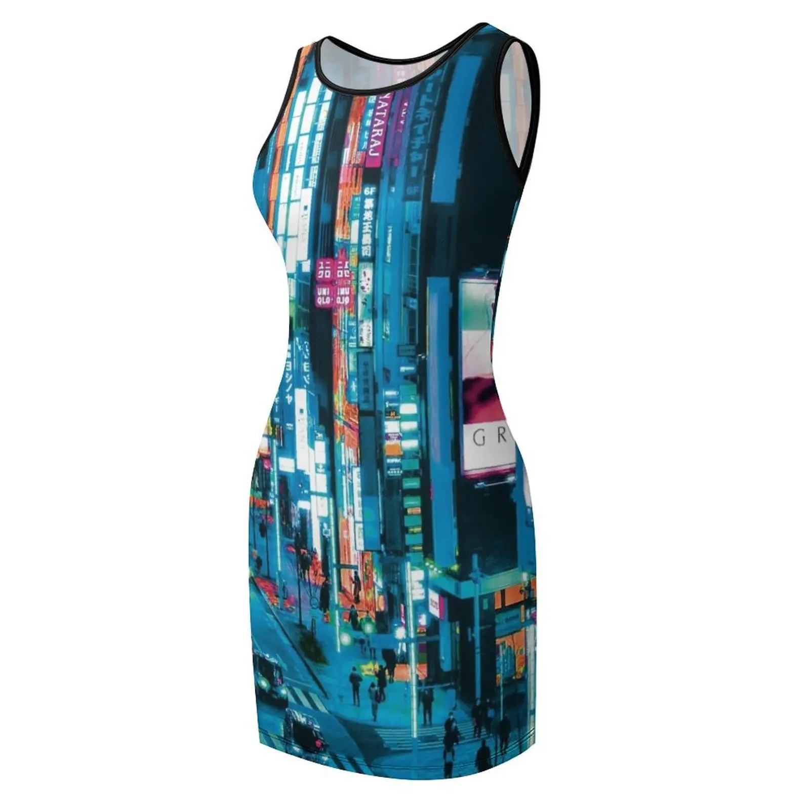 Tokyo At Night Neon Blue Sleeveless Sundress Dress for pregnant women summer dress womens 2025 Women's summer dresses
