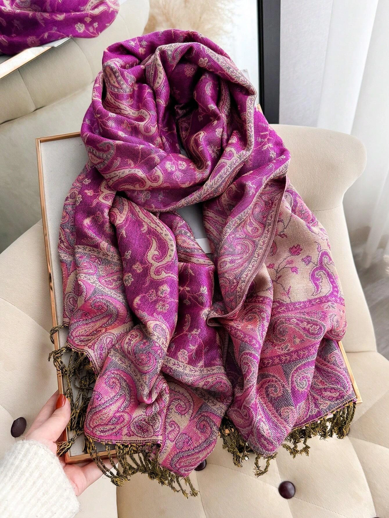2025 New Pashmina Women Scarf Bohemia Paisley Shawl Wrap Paisley Jacquard Flowers Cashmere Classic Tassels 70X190cm image 4