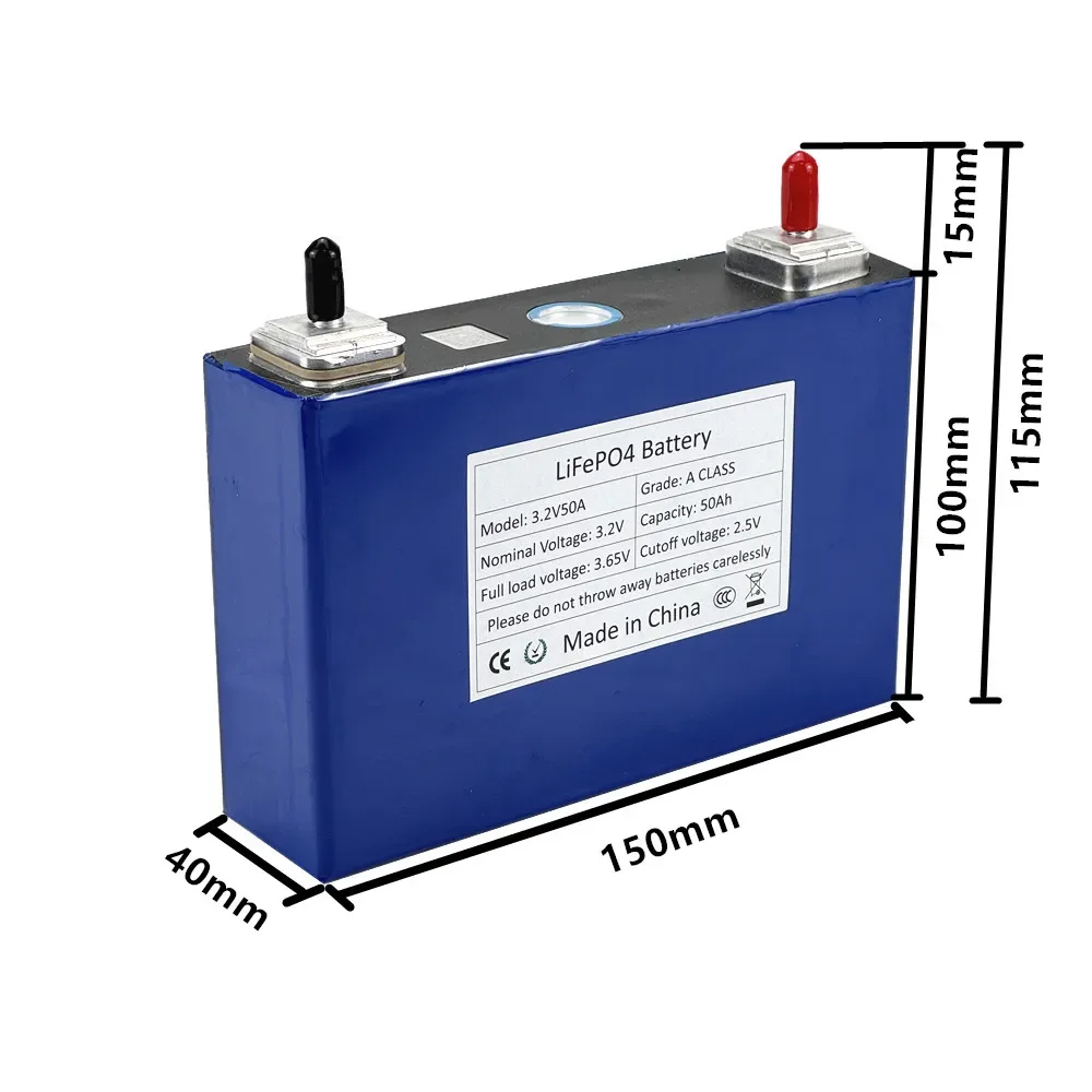 3.2V Lifepo4 Battery 50Ah Grade A Battery 12V 24V 48V Rechargable Lithium Iron Phosphate Battery For Backup Power RV Boat Cart