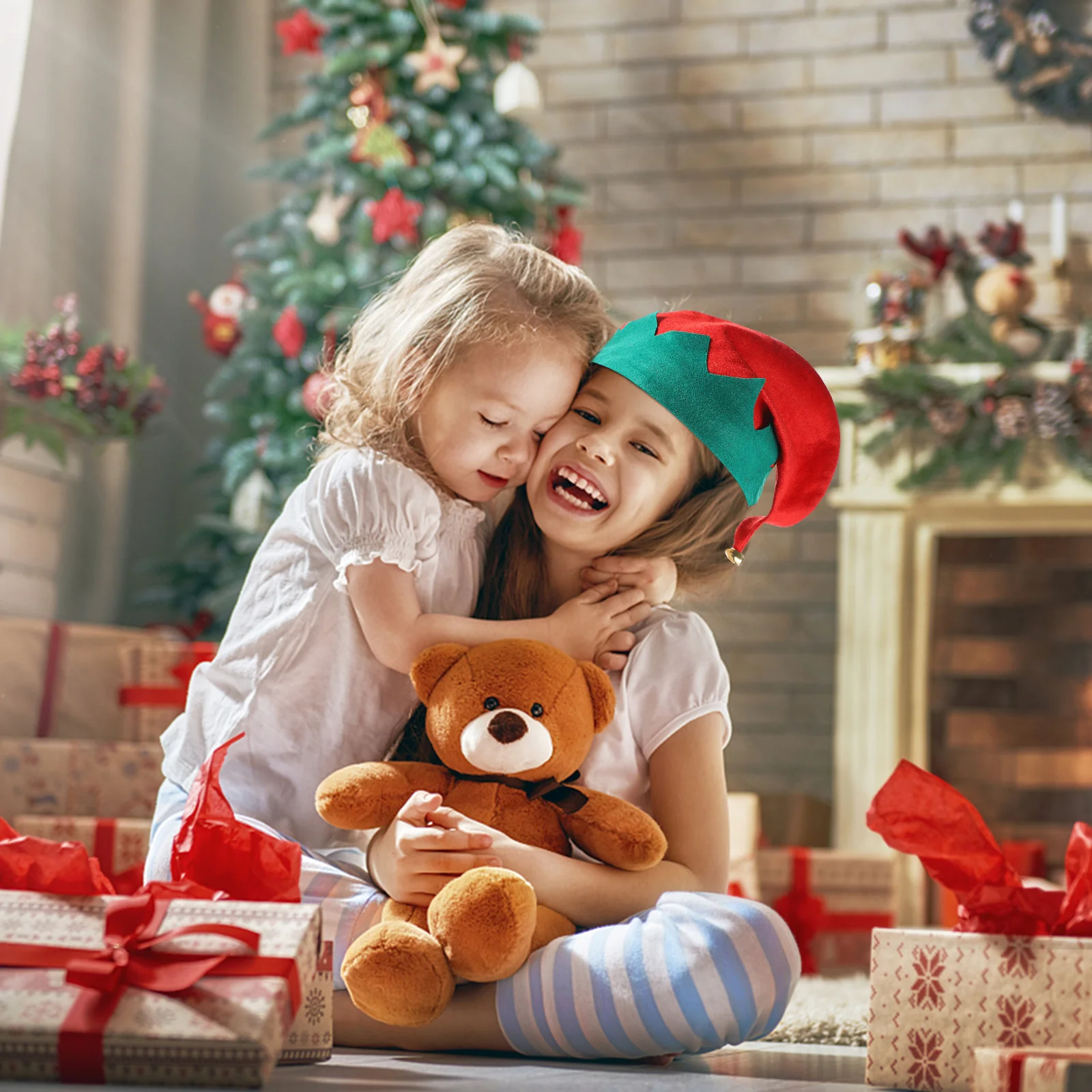 หมวกเอลฟ์คริสต์มาส 1 ชิ้น สีทอง สำหรับตกแต่งชุดแฟนซี ขนาดเด็ก อุปกรณ์เสริมสำหรับงานปาร์ตี้ ชุดแสดงในวันหยุด หมวกคริสต์มาส