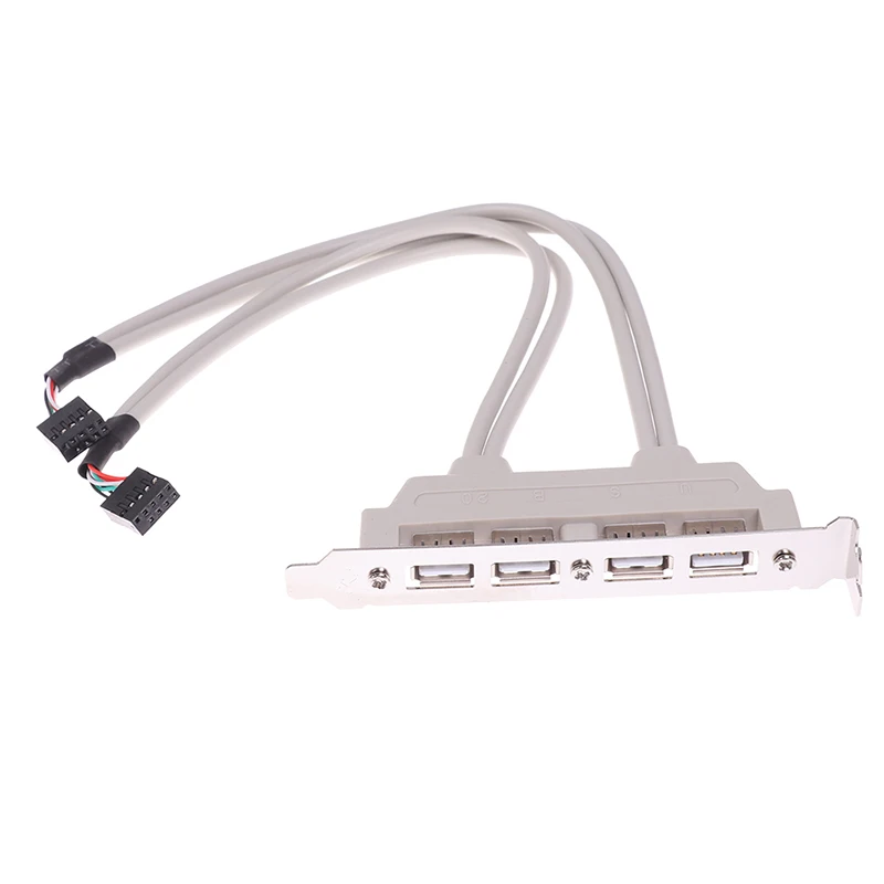 **HOT SALE Adapter newest 4 Port USB 2.0 to 9 Pin MainBoard Header Bracket Extension Cable for Computer Rear Panel Bracket 9Pin