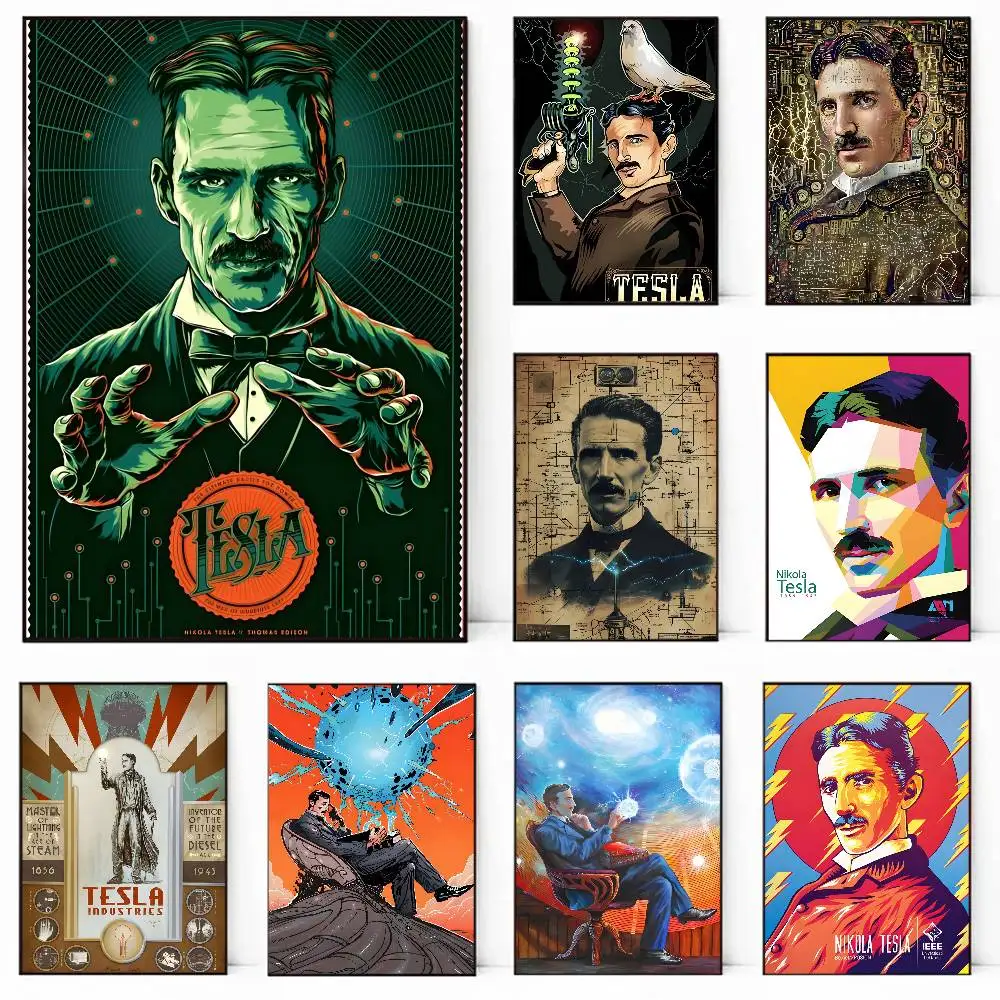 العالم الشهير الناس نيكولا تسلا-T المشارك قماش اللوحة المشارك مع يطبع غرفة نوم المنزل غرفة المعيشة الديكور هدية