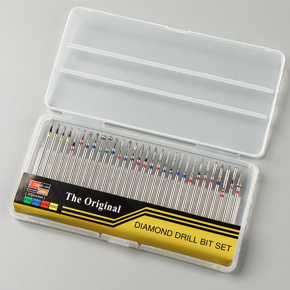 30 teile/satz Diamant Nagel Bohrer Fräser Für Elektrische Maniküre Nagel Bohrer Häutchen Sauber Bits Grat Polieren Zubehör
