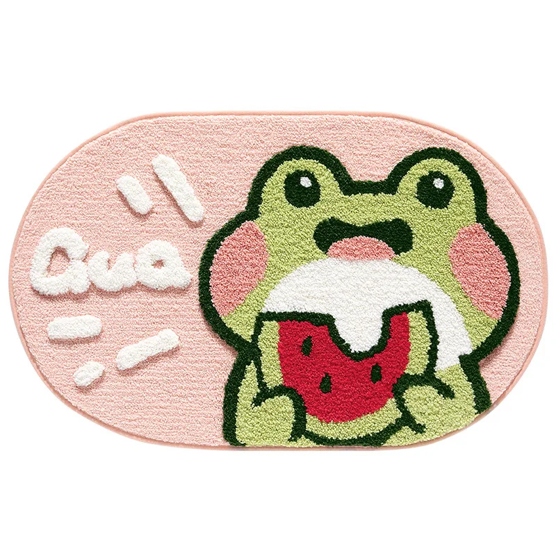 New Frog Series Bath Mat High Quality Flocked Bathroom Rug Water Absorbent and Non-slip Shower Room Doormat Floor Mat