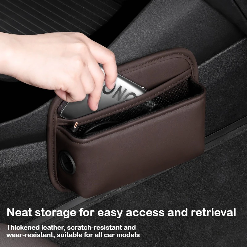 Car interior storage box, door handle leather storage hanging bag, car organizer, mobile phone holder box