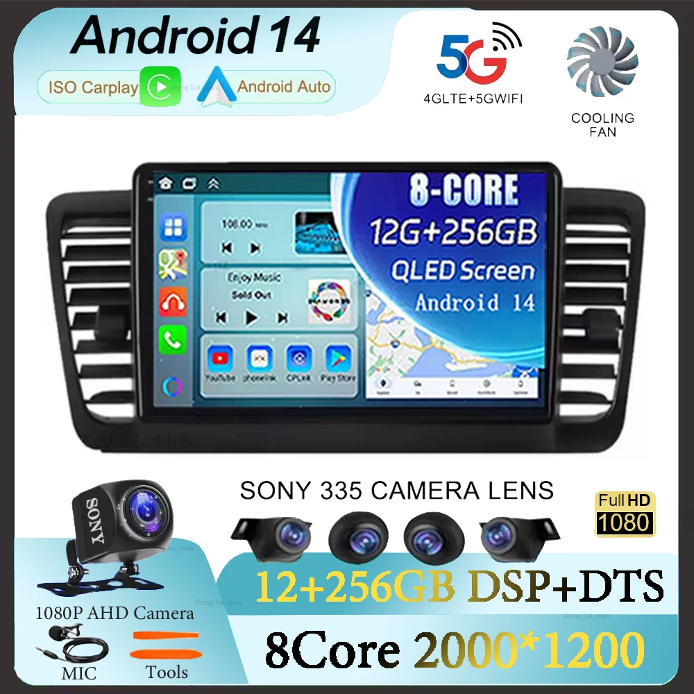 

Для Subaru Outback 3 Legacy 4 2003-2009 Android 14 LHD 2K QLED Android Автомобильный радиоприемник Мультимедийный видеоплеер GPS Стерео CarPlay 4G