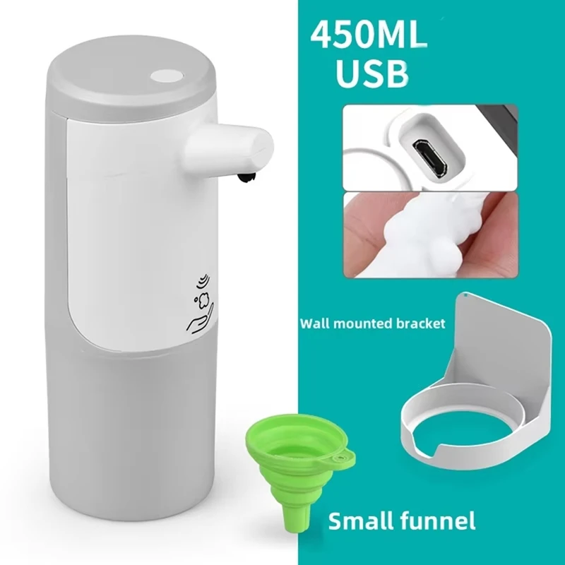 2025 Nuevo dispensador automático de jabón espumoso, sin contacto con sensor infrarrojo, resistente al agua, ideal para baño y cocina