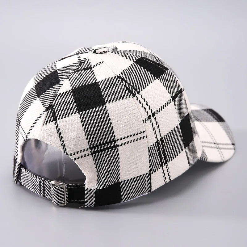 Spring and Autumn Korean Style British Fashion Baseball Cap for Women, Classic Plaid Hard Top Sun Hat, Casual Sports Cap