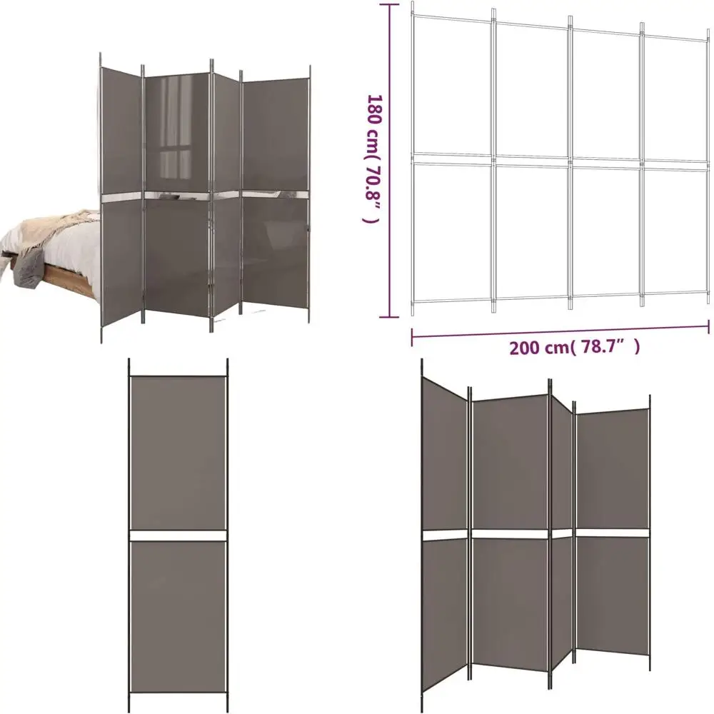 

Тканевый ширм-разделитель из 4 секций, цвет антрацит, 78.7x70.9, 4.15 кг/9.13 фунтов