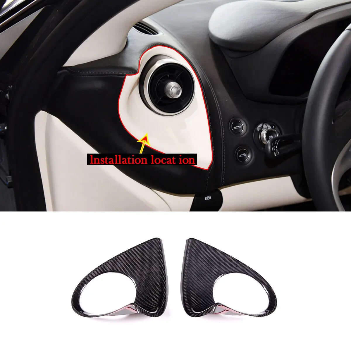 

Real Dry Carbon Fiber Car Dashboard Side Air Vent Outlet Trim Frame Decoration Cover For McLaren GT 2019-2022