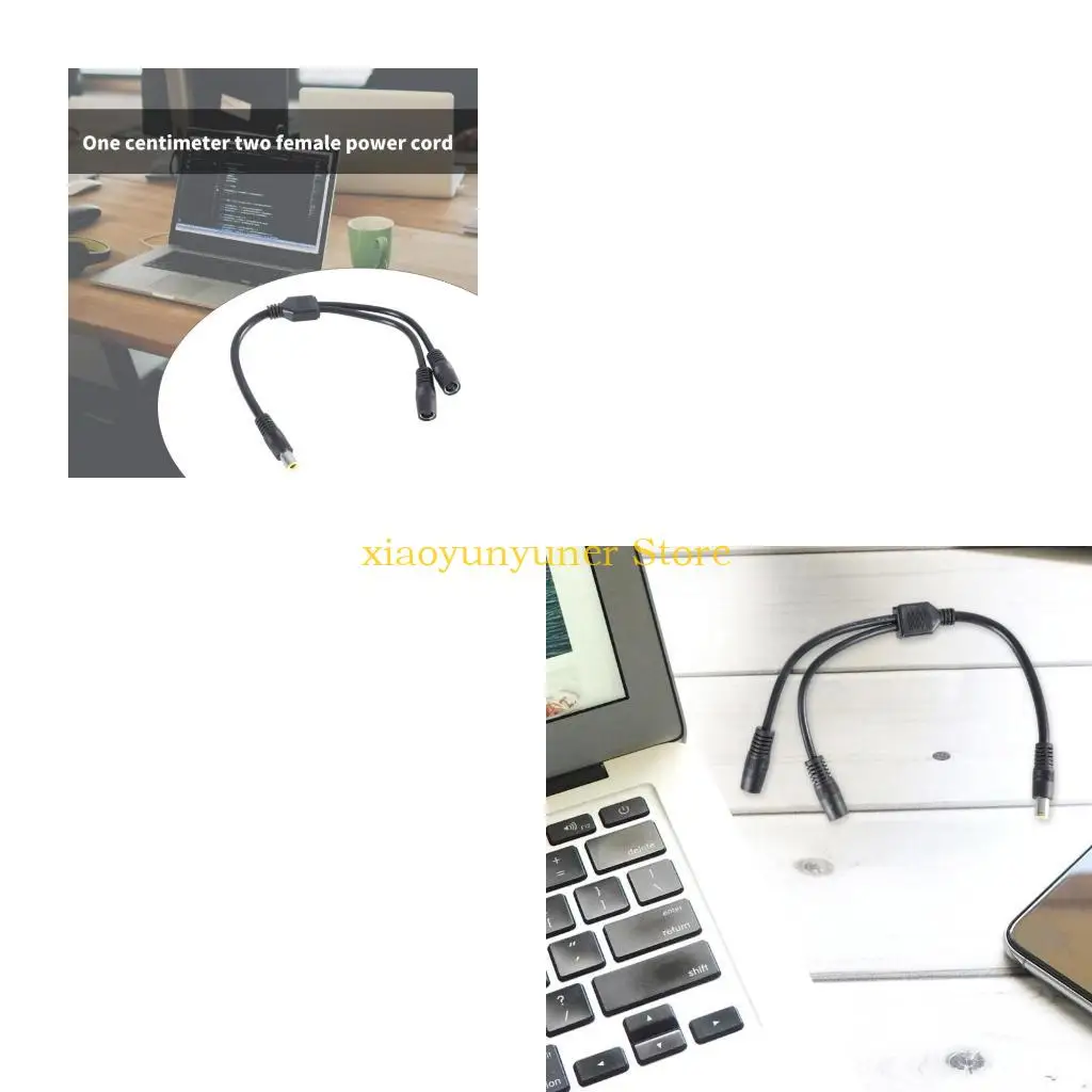 P9JB 7.9x0.9mm Solar Panel Connector Charging Cable DC7909 7955 Power Cord 1 Male to 2 Female Extension Cord Wire Black