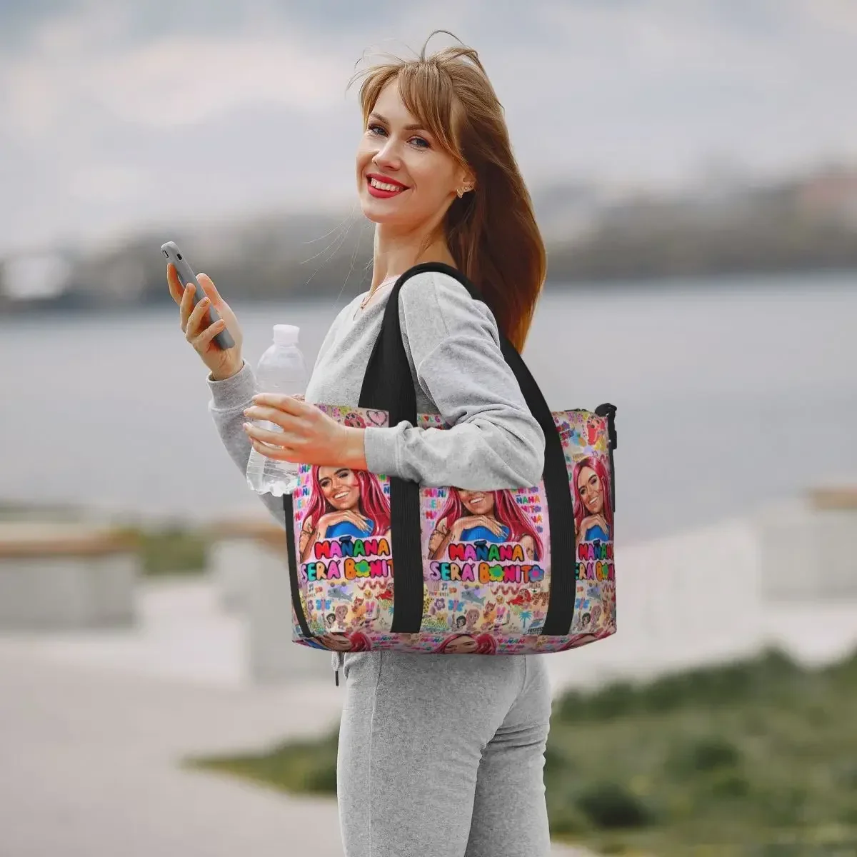 

Manana Sera Bonito Karol G Beach Travel Bag Large Capacity Tote Bags for Gym Sport Women Shopping Duffle Shoulder Bag