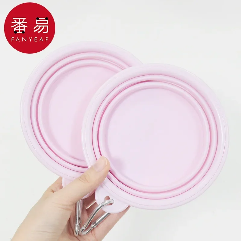 Pet folding bowl A1P49-silicone bowl dog bowl pet folding bowl with hook carry around small and medium