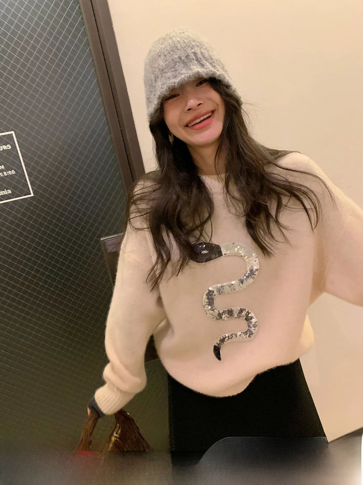 

LIYSENIOR Женский свитер на зиму 2024 года, 100% кашемир, свободный крой, утепленный, новый, повседневный, модный, вязаный, для похудения